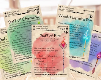 DND 5e Magic Staffs and Wands Cards: Dungeon Master Resource (Digital Download)