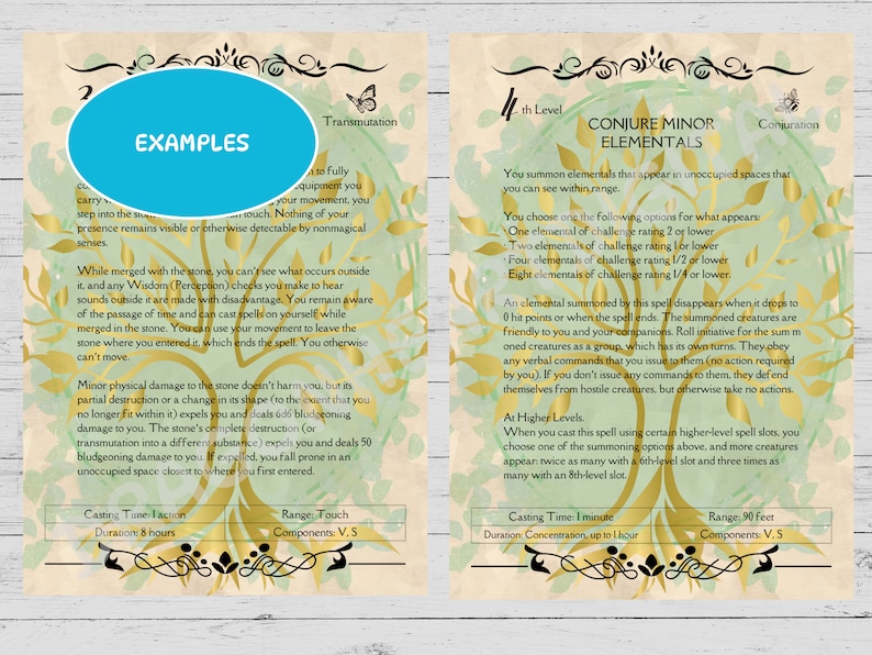 DND 110 Druid Spell Cards [PNG], 5x8