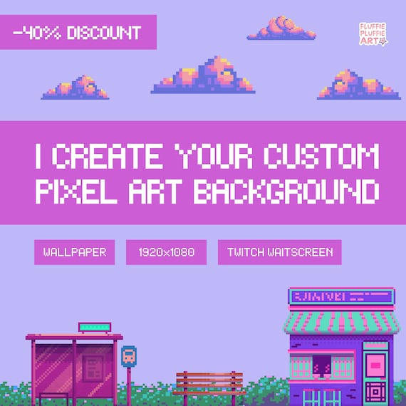 Custom Pixel Art Background 1920x1080 | Custom Pixel Art Wallpaper | For Twitch online/offline stream
