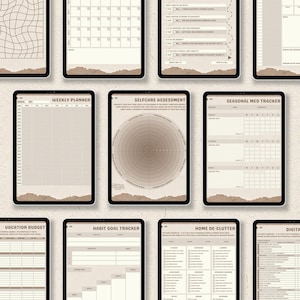 ADHD Digital Planner Beige Brown for iPad iPhone Android Mac. Adult ...