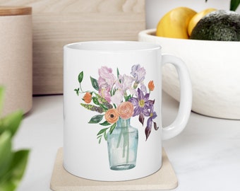 Bouquet Cup Coffee Mug For Mom Mug Coffee Flower Coffee Cup For Coffee Lover Gift For Her Flower Mug Coffee Lover Gift For Friend Tea Lover