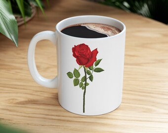 Red Rose Cup Coffee Mug For Mom Mug Coffee Flower Coffee Cup For Coffee Lover Gift For Her Flower Mug Coffee Lover Gift For Friend Tea Lover