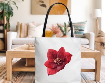 Amaryllis Tote Bag For Woman Travel Bag Travel Tote Bag For Teacher Gifts Travel Gifts Farmers Market Bag Travel Accessories Book Bag Flower