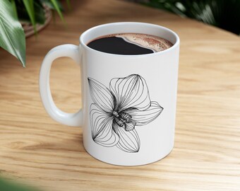 Orchid Coffee Mug For Mom Mug Coffee Flower Coffee Cup For Coffee Lover Gift For Her Flower Mug Coffee Lover Gift For Friend Tea Lover