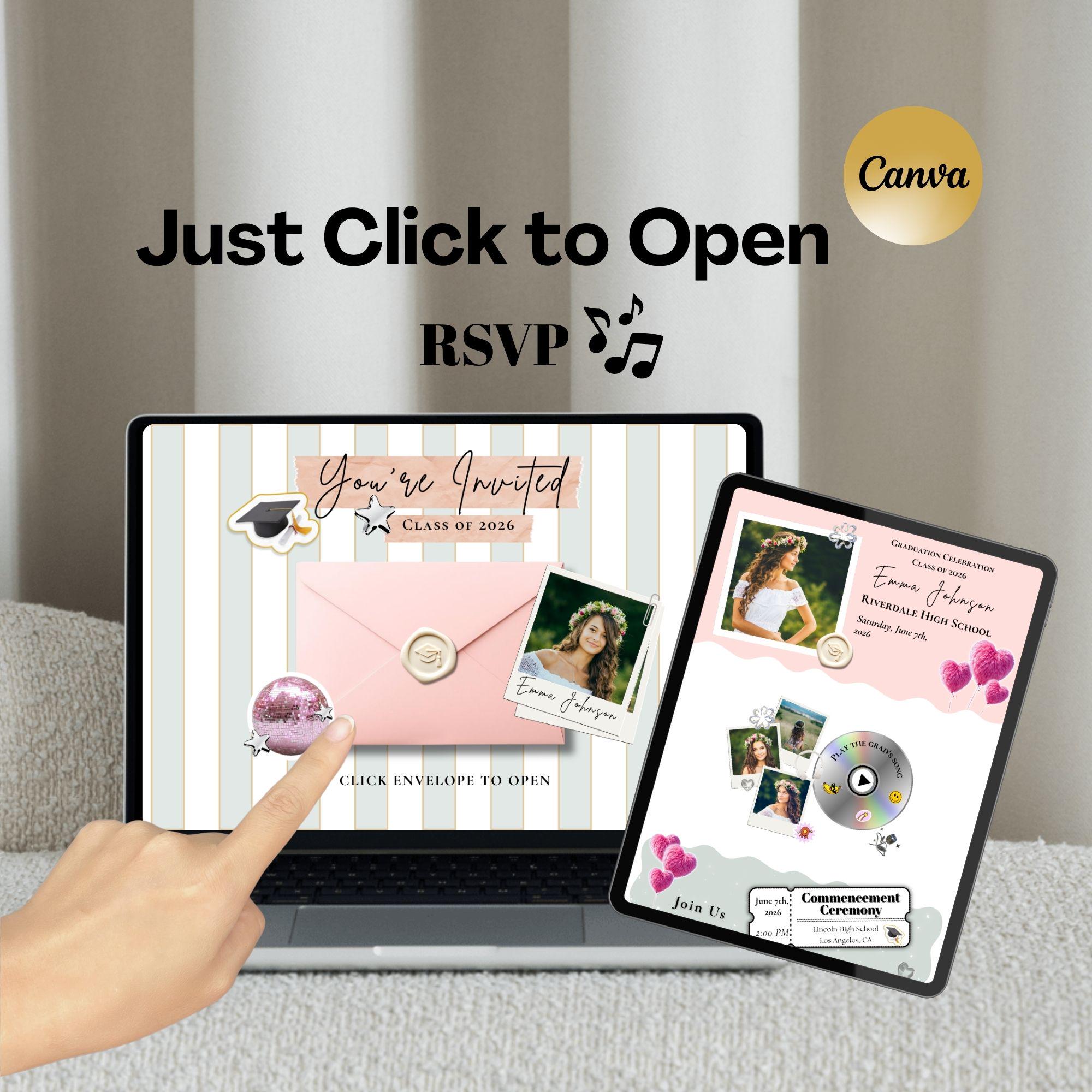 Graduation Website Template 2026 Girl, Editable Grad Party Invitation ...