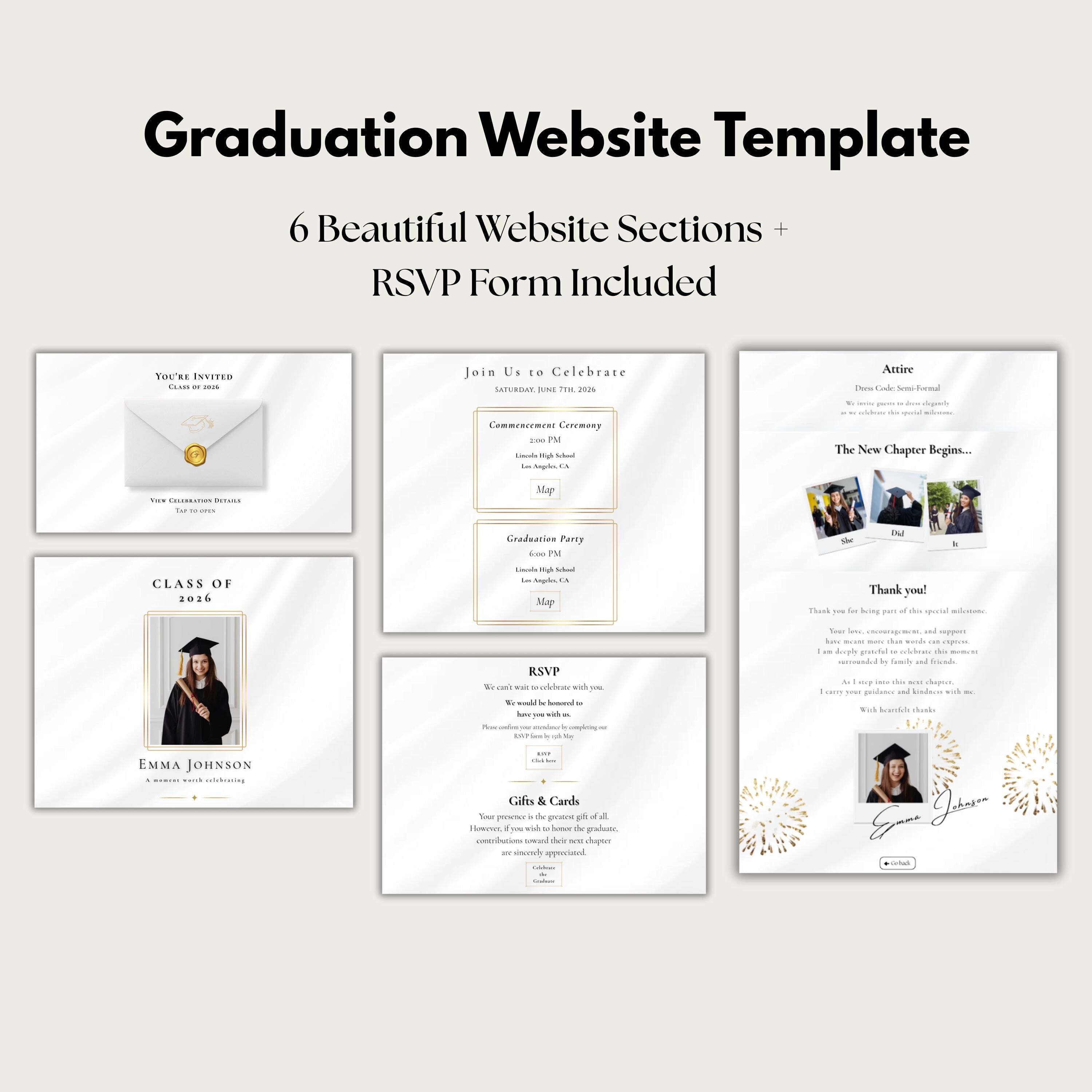 Graduation Website Invite Graduation Invitation 2026 Website Template, Class of 2026 Digital Grad ...