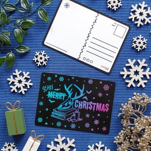 Postkarte DIN A6 - Scary Christmas (Geschenkidee / Schneeflocke / Winter / Weihnachstgeschenk / Schnee / Weihnachten / edgy Karte)