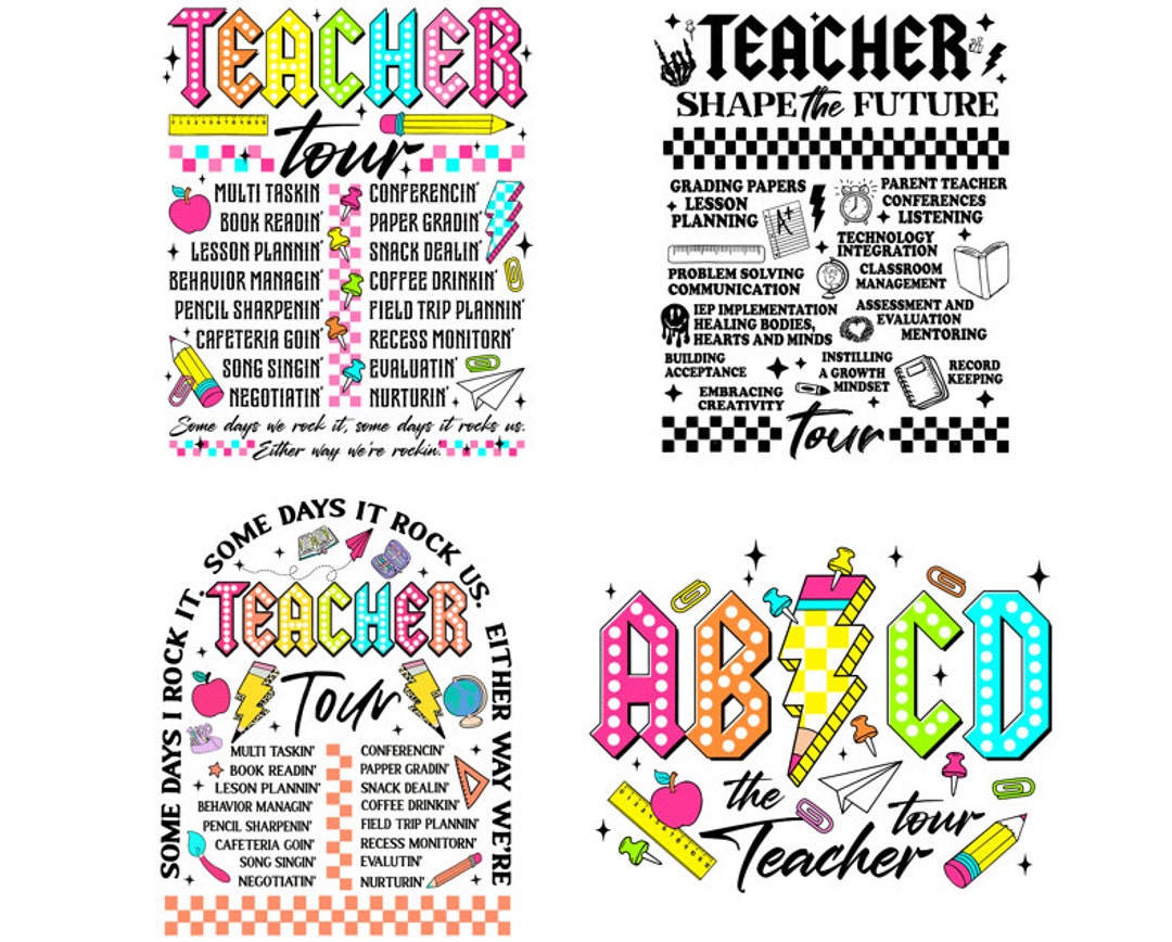 ABCD Teacher Tour Png, Retro Teacher Png, Back to School, End of Year ...