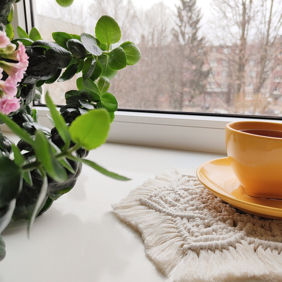 Macrame Mug Rug Lotus Placemats Sets | Dining Table Decor Macrame ...