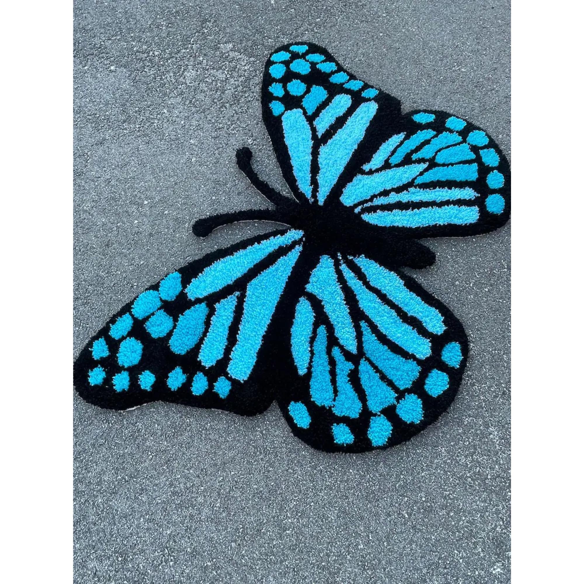 Buffy Rug Butterfly Fluffy Handmade Tufted Rug | Blue and Purple Flies Tufting ...