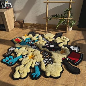 Custom 3D Tufted Rug – Fluffy Wool Rug – Handmade Cartoon Carpet – Itchy & Scratchy Decor – Unique Rug Tufting Gift