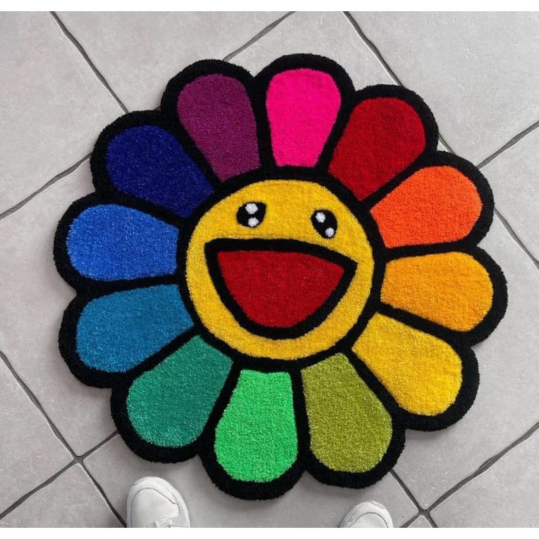 Muarkami Rug Takashi Murakami Rug | Colorful Tufted Rug | Handmade Tufting Rugs Best ...