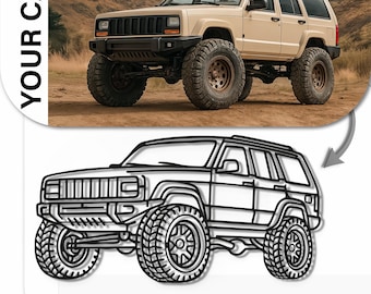 Aangepaste auto hoekweergave metalen muurkunst vanaf foto, gepersonaliseerd voertuigportret, garagebord voor mannen, cadeau voor vriend echtgenoot vader