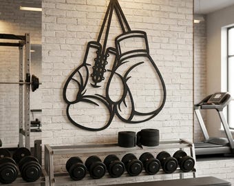 Boxing Gloves Metal Wall Art, Home Gym Sign, Fighter Coach Gift, Kickboxing Room Decor