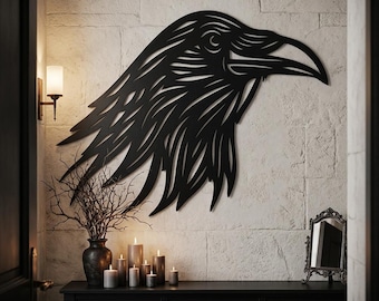 Raven Wall Art, Personalized Gothic Metal Bird Sign, Dark Academia Decor, Witchy Room Gift