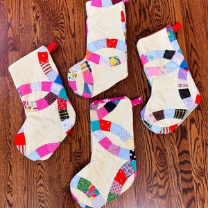 Vintage Patchwork Christmas Stocking – Handmade Quilted Holiday Decor