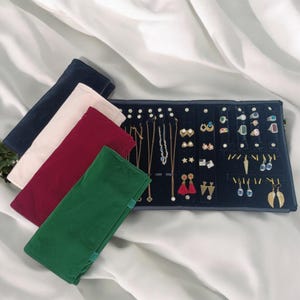 Handmade Velvet Jewellery Roll: Foldable Travel Storage Bag
