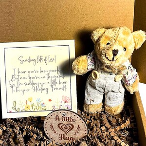 Get Well Soon Gift Box: Teddy Bear, Floral Card, Pocket Hug image 3