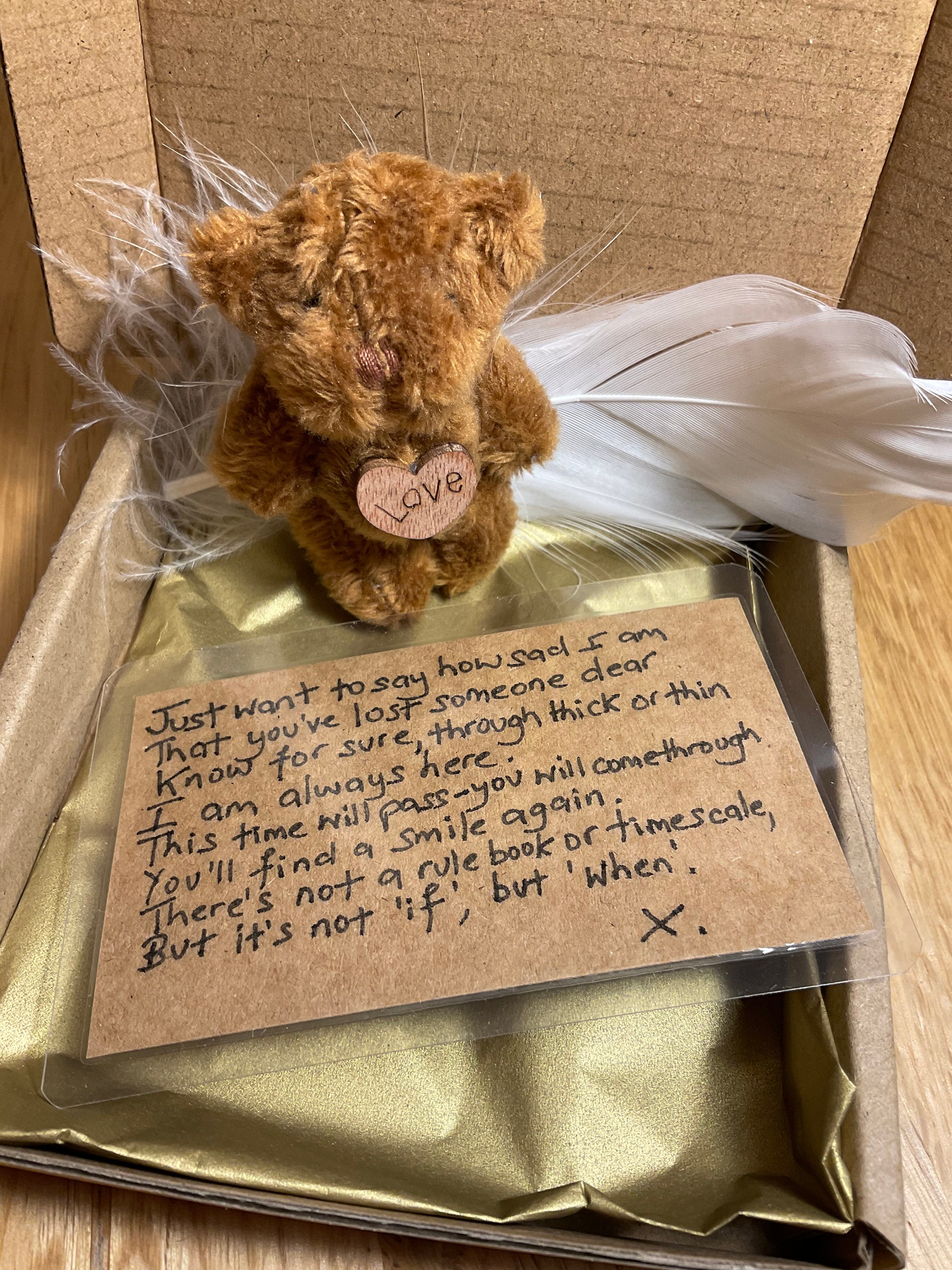 In Sympathy Pocket Bear Hug in a Box. for Someone Who is Grieving