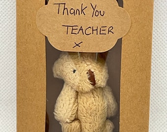 Teacher Gift, Pocket Bear, Blank Note, Appreciation Present, End of School Year, Unique Staff Gratitude Gift. Thank You For Teaching Me