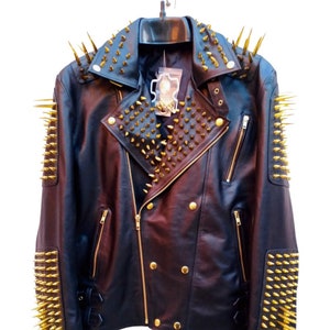 Men Studded Leather Jacket, Handmade Studded Jacket, Black Men Studded Leather Jacket, Handmade Studded Jacket, Black