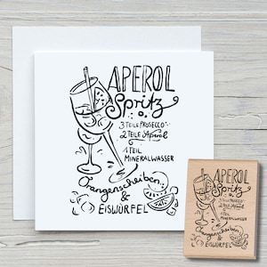 Stempel Aperol Spritz - DIY Motivstempel zum basteln von Karten, Papier, Stoffen - Rezept Drink Party