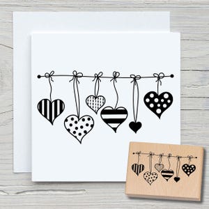Stempel Herzen-Girlande - DIY Motivstempel zum basteln von Karten, Papier, Stoffen - Liebe, Hochzeit, Herz