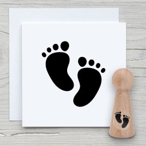 Timbro cono piedini per bambini mini - Timbro con motivo fai da te per realizzare cartoline, carta, tessuti - nascita, battesimo, bambini