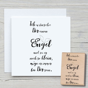 Stempel Ich wünsche Dir einen Engel - DIY Motivstempel zum basteln von Karten, Papier, Stoffen - Spruchstempel, Sprüche, Flügel