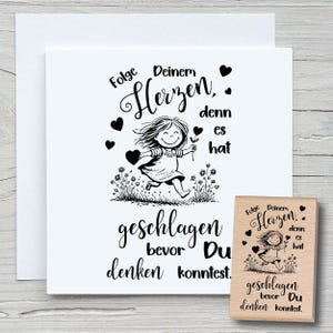 Timbro segui il tuo cuore – Timbro con motivo fai da te per realizzare cartoline, carta, tessuti – con scritta timbro, amore, motivazione