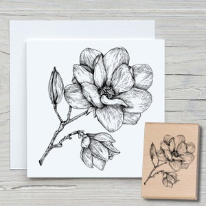 Stempel Magnolie - DIY Motivstempel zum basteln von Karten, Papier, Stoffen - Pflanzen Blumen  floral