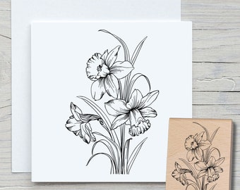Daffodil stamp - DIY motif stamp for making cards, paper, fabrics - floral, flowers, Easter flowers