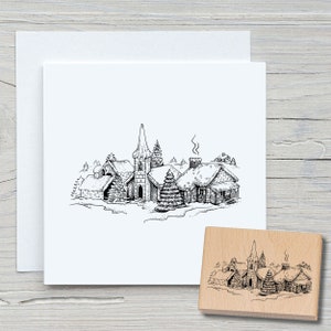 Timbro Winter Village 02 - timbro con motivo timbro in legno per scrapbooking, cartoline natalizie