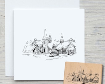 Stempel Winterdorf 02 - Motivstempel Holzstempel Scrapbooking Karten Weihnachten