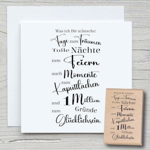 Timbro What I wish for you - Timbro con motivo fai da te per realizzare biglietti, carta, tessuti - compleanno, regalo, amicizia