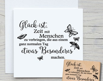 Stempel Glück ist Zeit - DIY Motivstempel zum basteln von Karten, Papier, Stoffen - Spruchstempel, Sprüche, Glücklich