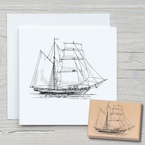 Timbre voilier - Timbre motif DIY pour confection de cartes, papier, tissus - maritime, marin, voile