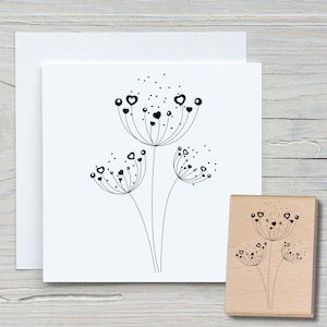 Stempel Herzblume  - DIY Motivstempel zum basteln von Karten, Papier, Stoffen - Floral, Blumen, Herzen