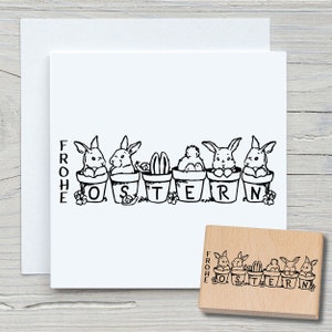 Stempel Osterhäschengarten - DIY Motivstempel zum basteln von Karten, Papier, Stoffen - Ostern, Osterfest, Ostereier