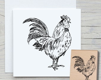 Rooster stamp - DIY motif stamp for making cards, paper, fabrics - animals, animal stamps, rooster