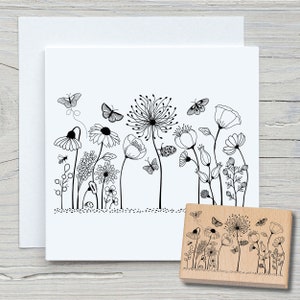 Timbro Prato di fiori 02 - Timbro con motivo fai da te per realizzare cartoline, carta, tessuti - floreale, fiori, fiori di campo