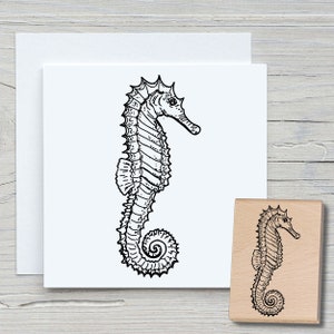 Timbro cavalluccio marino - timbro con motivo fai da te per realizzare cartoline, carta, tessuti - creature marittime, marinare, marine