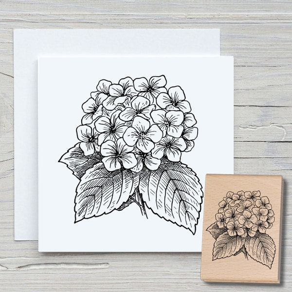 Stempel Hortensie  - DIY Motivstempel zum basteln von Karten, Papier, Stoffen - Floral, Blumen, Hydrangea