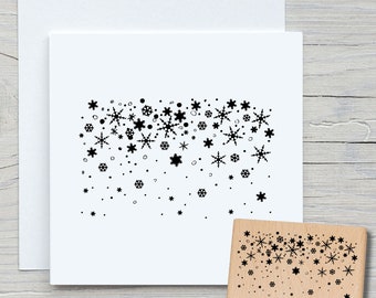 Snowfall stamp - DIY motif stamp for making cards, paper, fabrics - Christmas, Christmas cards, snowflakes