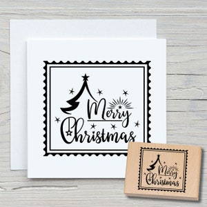 Stempel Merry Christmas 04 - DIY Motivstempel zum basteln von Karten, Papier, Stoffen - Weihnachten Spruchstempel