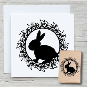Stamp Rabbit Wreath - DIY motif stamp for making cards, paper, fabrics - Easter, Easter festival, rabbit