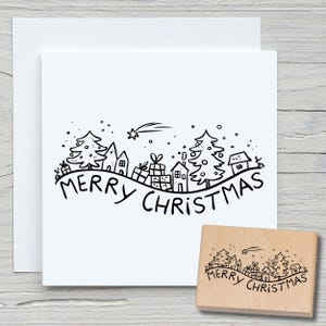 Stempel Merry Christmas 07 - DIY Motivstempel zum basteln von Karten, Papier, Stoffen - Weihnachten, Weihnachtskarten, Wichtel