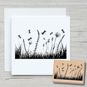 Stempel Libellenwiese  - DIY Motivstempel zum basteln von Karten, Papier, Stoffen - Floral, Blumen, Wiese