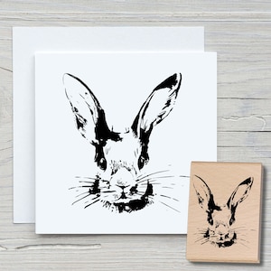 Rabbit head stamp DIY motif stamp for making cards, paper, fabrics Easter, Easter, Easter bunny image 1