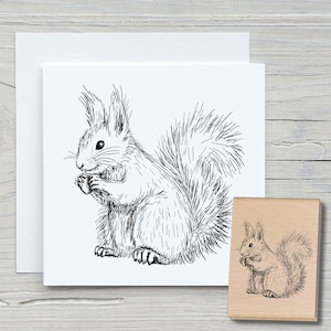Stempel Eichhörnchen links - DIY Motivstempel zum basteln von Karten, Papier, Stoffen - Tiere, Tierstempel, Nuss
